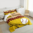 thumbnail image 3 of jejeloiu Baseball Sport Queen Comforter Set,Boys Ball Game Bedding Sets,Brown Orange White Bedding Comforter Set For Boys Teens,Breathable Home Decor,3pcs, 3 of 8
