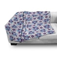 thumbnail image 3 of Violet Soft Flannel Fleece Throw Blanket, Folk Ornamental Floral Motley Dotty Flowers Illustration on Plain Backdrop, Cozy Plush for Indoor and Outdoor Use, 60" x 80", White Blue Quartz, by Ambesonne, 3 of 6