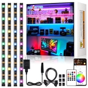 DAYBETTER LED Strip Lights,4Pre-Cut 1.64ft/6.5ft RGB Under Cabinet Lighting Kit Dimmable, Remote/APP Control Music Sync Color Changing LED Tape Light for Cabinet Counter Shelf Bookcase