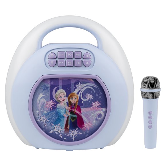 eKids Disney Frozen Bluetooth MP3 Karaoke Machine with Wireless Microphone and USB Expansion Slot for Storing & Recording Your Favorite Songs. Listen & Sing Along To Streaming Music via Bluetooth