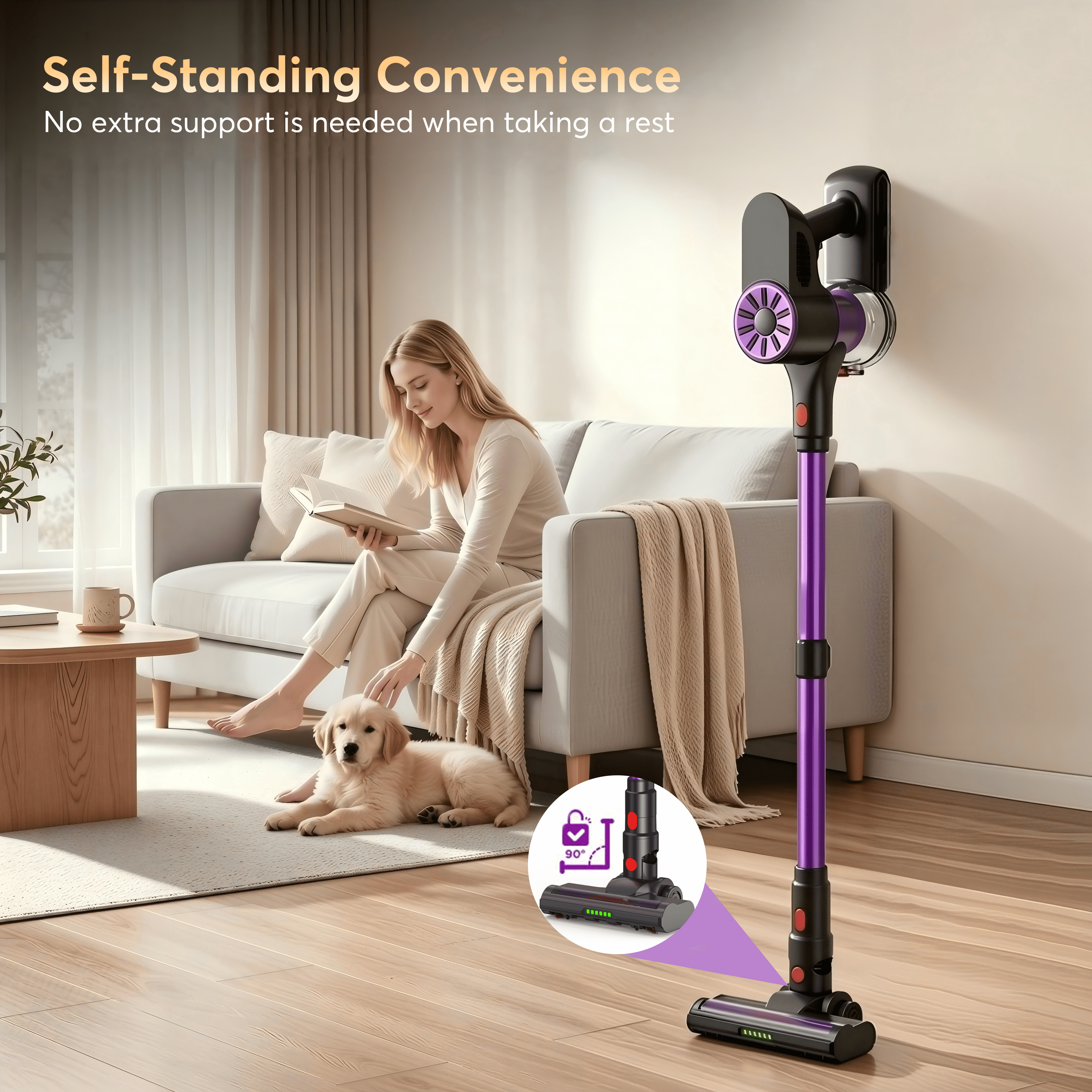 Maircle Cordless Stick Vacuum Cleaner, 36KPA Powerful Suction, 40-Min Runtime, Headlight, Lightweight Self-Standing Vacuum for Home Pet Hair Carpet Hardwood