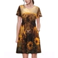 thumbnail image 1 of Balery Cute Cow Sunflower Field Vestidos sueltos de manga corta para mujer, vestidos de verano 2025, vestidos casuales de corte A con vuelo., 1 of 6