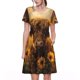 thumbnail image 1 of Easygdp Cute Cow Sunflower Field para Vestido Transpirable de Mujer, Vestido Suelto de Manga Corta con Pliegues y Bolsillos para el Verano, 1 of 6