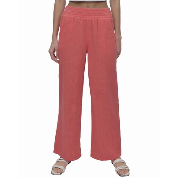 DKNY womens Wide Leg Pleated Pant, l, Orange