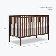 Dream On Me Synergy 5 in 1 Convertible Crib in Walnut Brown, Greenguard Gold Certified