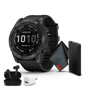 Garmin Fenix 7X Pro Sapphire Solar Edition 51 MM GPS Smartwatch with Carbon Gray DLC Titanium and Black Band Power Bundle