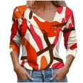 thumbnail image 2 of Tawop Womens Shirts Long Sleeves Button Down Lapel Collar Printed,Red,Size L, 2 of 5