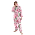 thumbnail image 5 of Pink Watermelon Heart Pattern One Piece Pajamas Soft Jumpsuit Cozy Sleep and Play Romper Zipper and Pockets 7T-8T, 5 of 8