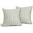 thumbnail image 2 of Vintage Floral Pillow Covers 16x16 Set of 2 Striped Boho Decor Blue Green Pillowcases Summer Printed Grand Millenial Throw Pillow Covers with Zipper Soft Cozy for Sofa Bed Chair Home Decoration, 2 of 4