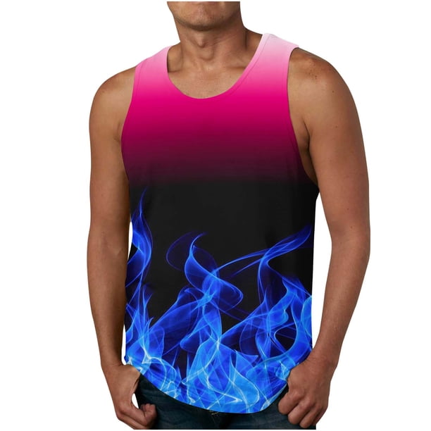 Hombres Casual Gradación Impresión Suéter Cuello Redondo Tanque Deportivo