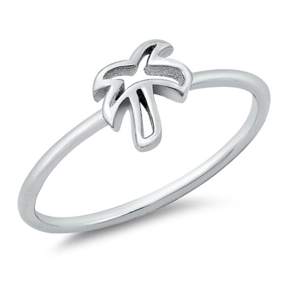 Sterling Silver Palm Tree Ring Size 9