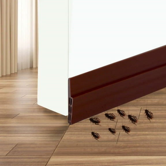 Door Sweep Weather Stripping - Self Adhesive Door Draft Stopper Rubber Door Seal for Interior Doors Soundproof under Door Bottom Seal Strip for Energy Saver,2" W X 39" L (Brown)