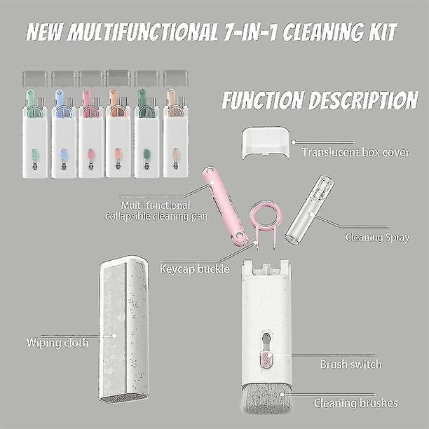 Kit de limpieza electrónica - Kit de limpieza de teclado, herramienta de limpieza multifuncional portátil para monitor de PC / auricular / teléfono celular / computadora portátil / computadora LingWen 9024735438724