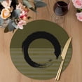 thumbnail image 3 of Olive Green Striped Round 15 Inch Placemats Set of 4, Black Geometric Vintage Stripes Ombre HeatResistant Non Slip Place Mats for Dining Table, Wipeable Braided Kitchen Table Mats for Housewarming, 3 of 9
