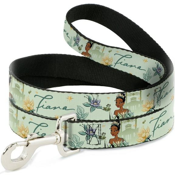 Disney Pet Leash, Dog Leash, The Princess and the Frog Tiana Palace Pose with Script Green, 4 Feet Long 0.5 Inch Wide