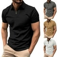 thumbnail image 5 of zfhfof Mens Zipper Polo Shirt Waffle Knit Casual Quarter Zip Tee Shirt Classic Short Sleeve Collared T Shirt Summer Pullover Tshirt, 5 of 5