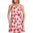 thumbnail image 1 of Daiia Robes pour Femmes Imprimé Fraise Dessiné à la Main 2025 Robes à Manches Courtes Tendance Robes Maxi Décontractées Amples et Fluides, 1 of 7