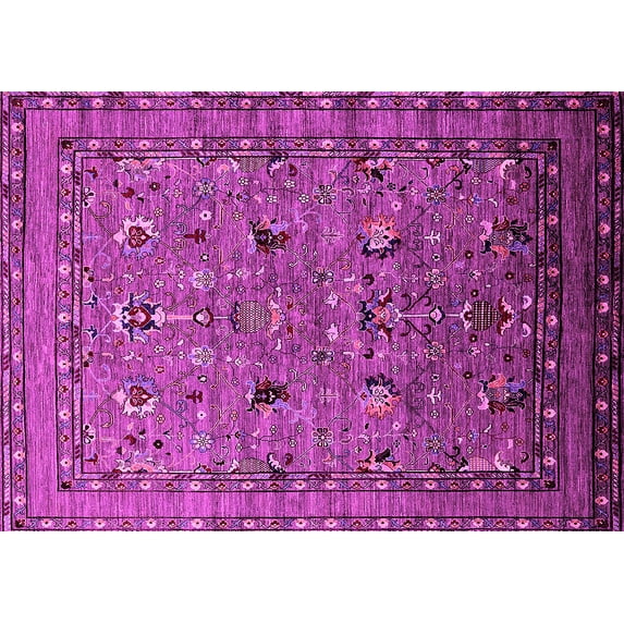 Ahgly Company Indoor Rectangle Oriental Pink Industrial Area Rugs, 7' x 10'