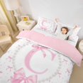 thumbnail image 3 of Manfei Ribbon Bow Tie Letter C Monogrammed Twin Bedding for Teens Girls,Kids Cute Bowknot Pearl Duvet Cover Set,Pink Reversible,Super Cozy Room Decor,2pcs,No Comforter, 3 of 6