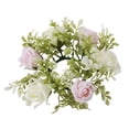 thumbnail image 2 of Deyuer Artificial Rose Candle Ring Pillar Candles Greenery Flower Wreath Seasonal Candle Ring for Wedding Centerpiece Holiday Decor,Pink, 2 of 8