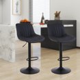 thumbnail image 2 of PU Leather Bar Stools Set of 2, Swivel Counter Height Barstools with Back and Footrest, Sturdy Base Dia 41cm, Adjustable Kitchen Island Stool Dining Chairs, Black, 2 of 9