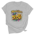 thumbnail image 6 of PNTUTB Summer 2026 Women's Mardi Gras Printed Short Sleeve Round Neck Casual Loose Comfortable T Shirt, 6 of 6