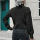thumbnail image 4 of Suéter Corto Cuello Alto Manga Larga Color Puro Cómodo Suéter De Punto Casual Para Mujer Negro L, 4 of 6