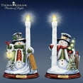 thumbnail image 4 of The Bradford Exchange All Is Bright Illuminated Flameless Candleholder Set Snowman Sculptures Christmas Decoration by Thomas Kinkade 9-inches, 4 of 4