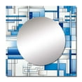 thumbnail image 2 of Designart "Antique Striped Rectangles" 0 Blue Large Square Mirror - Square Bedroom Mirror Printed Wall Decor - Modern Square Printed Wall Mirror Art, 2 of 5
