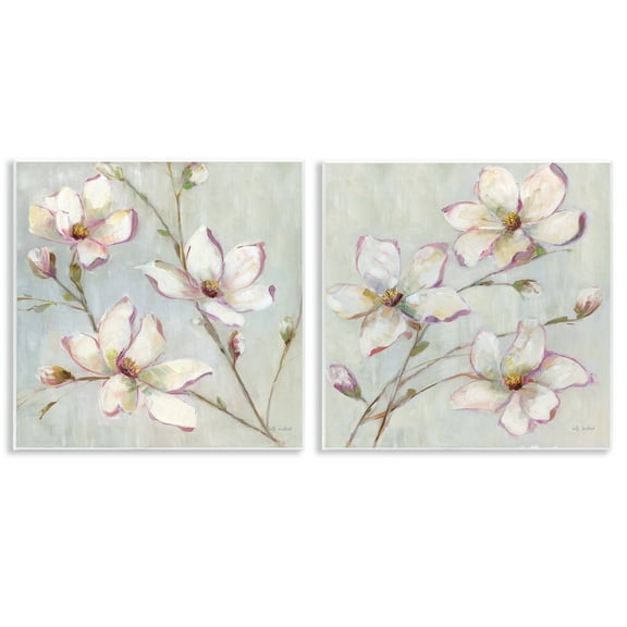 Stupell Industries Spring Tree Blooms Plants & Flowers Painting Unframed Art Print Wall Art, 12 x 12, Set of 2
