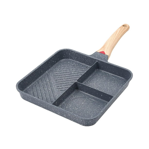 GUOOL Divided Grill Frying Pan Breakfast Grilling Skillet Egg Pan for Baking