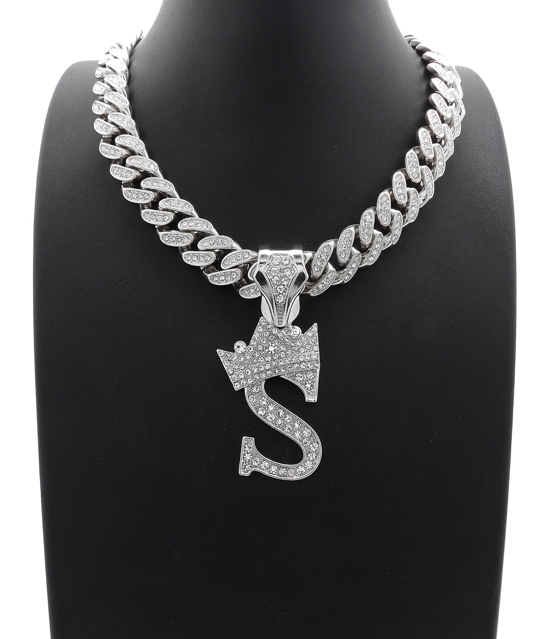 Ice Lab NYC Hip Hop Unisex Fashion Crown Initial Letter Pendant S w