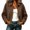 Brown-03, variant on Women's Retro Faux Suede Short Work Jacket, Collared Drop-Shoulder Zipper Casual Jacket, Loose Fit Short Commuter Top