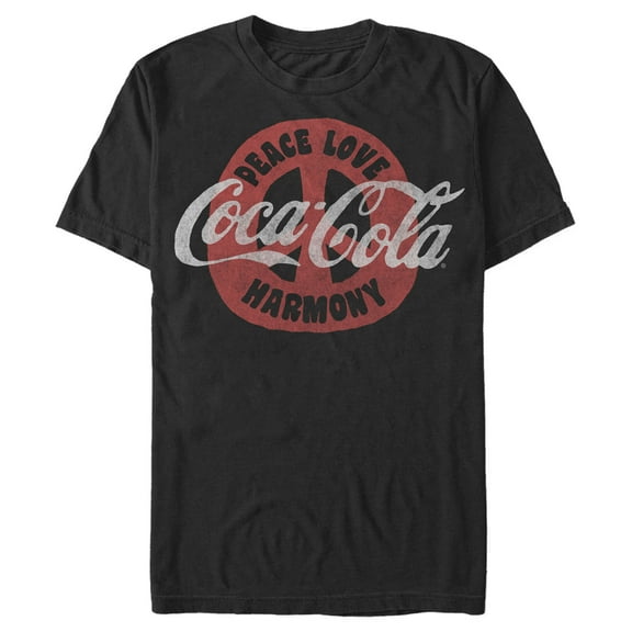 Men's Coca Cola Unity Peace Love Harmony  Graphic Tee Black Medium