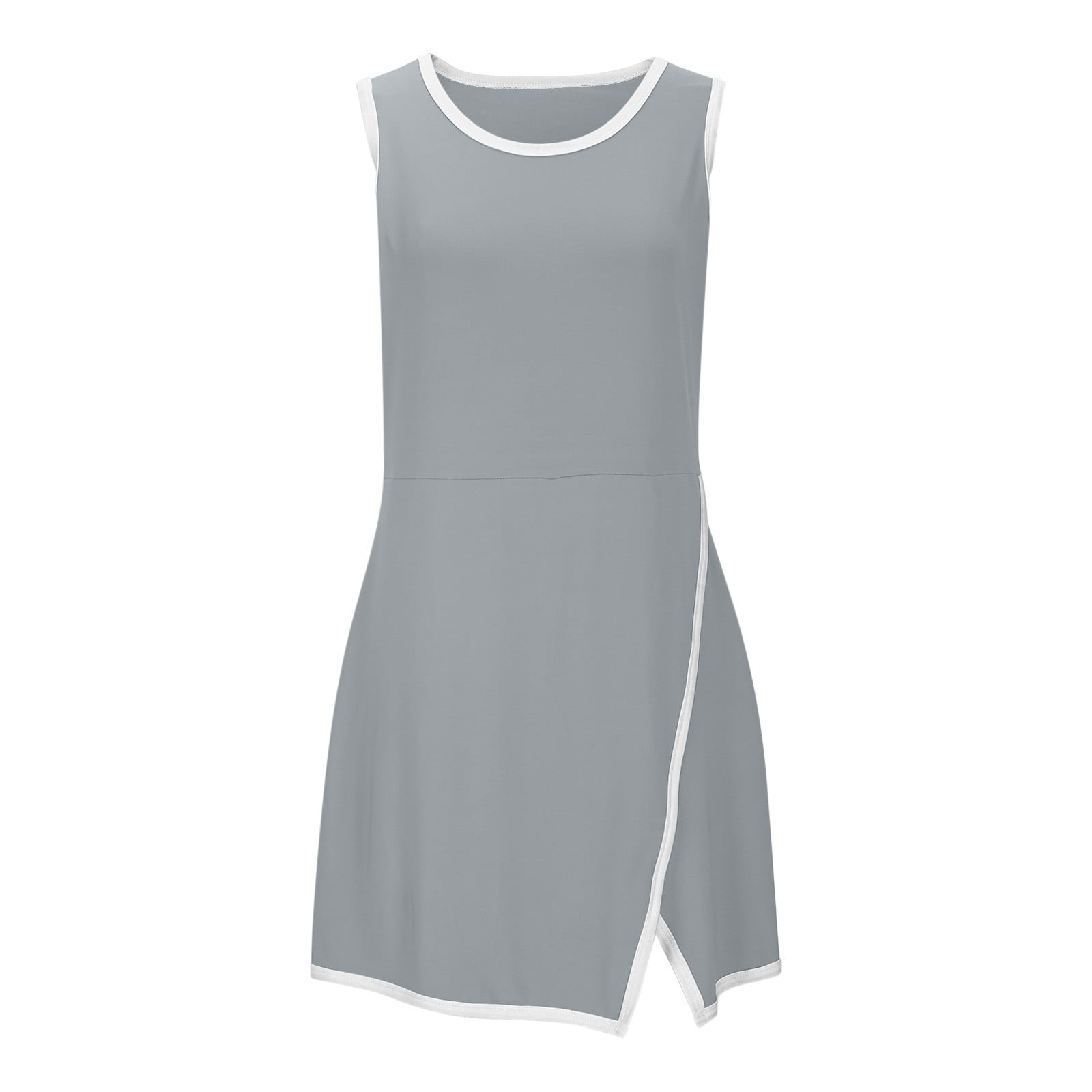 QATAINLAV Rompers for Women Sleeveless Athletic Tennis Dress Built in Shorts Summer Mini Short Jumpsuits Casual Workout Onesie Golf Skort Gray XXL