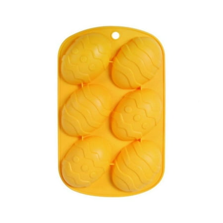 

[Big Save!]Silicone Purity Easter Egg Shaped Cake Mold 6-Cavity Chocolate Cookie Trays for DIY Candy Chocolate Jelly Fondant Making Yellow