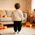 thumbnail image 3 of Baby Boys Girls Clothes Halloween Outfit Pumpkin Face **Print** Fuzzy Sweatshirt And Pants 2 Piece Set,0-6M, 3 of 5