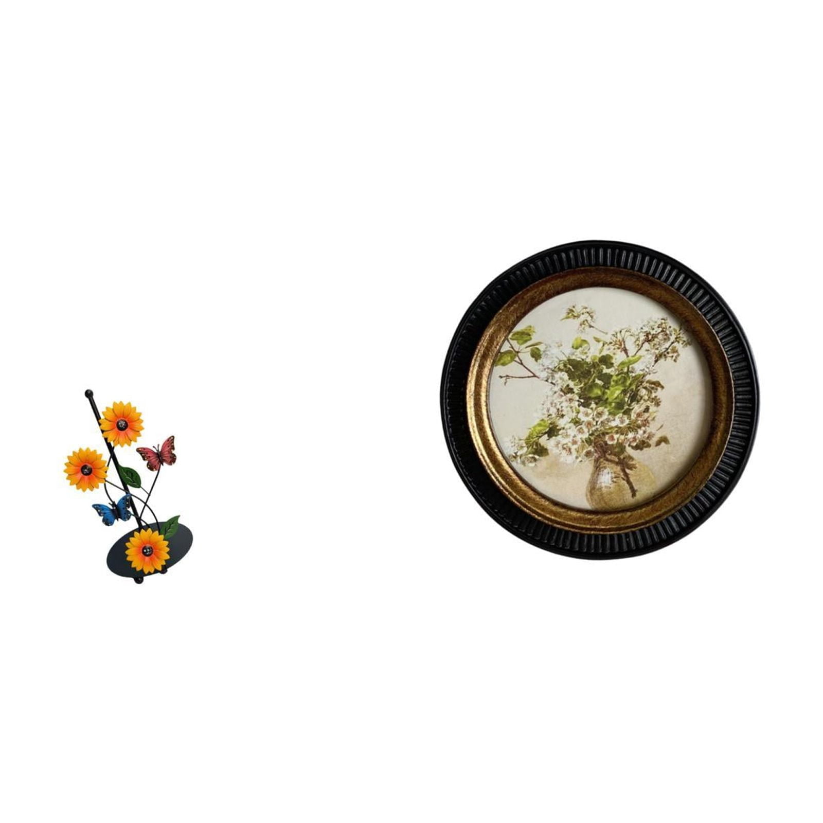 Fiocias Toilet Paper Holder Paper Towel Holder Countertop Round Picture Frame European Retro Resin Frame with Iron Base Suitable for Kitchen Bedroom Office Ho