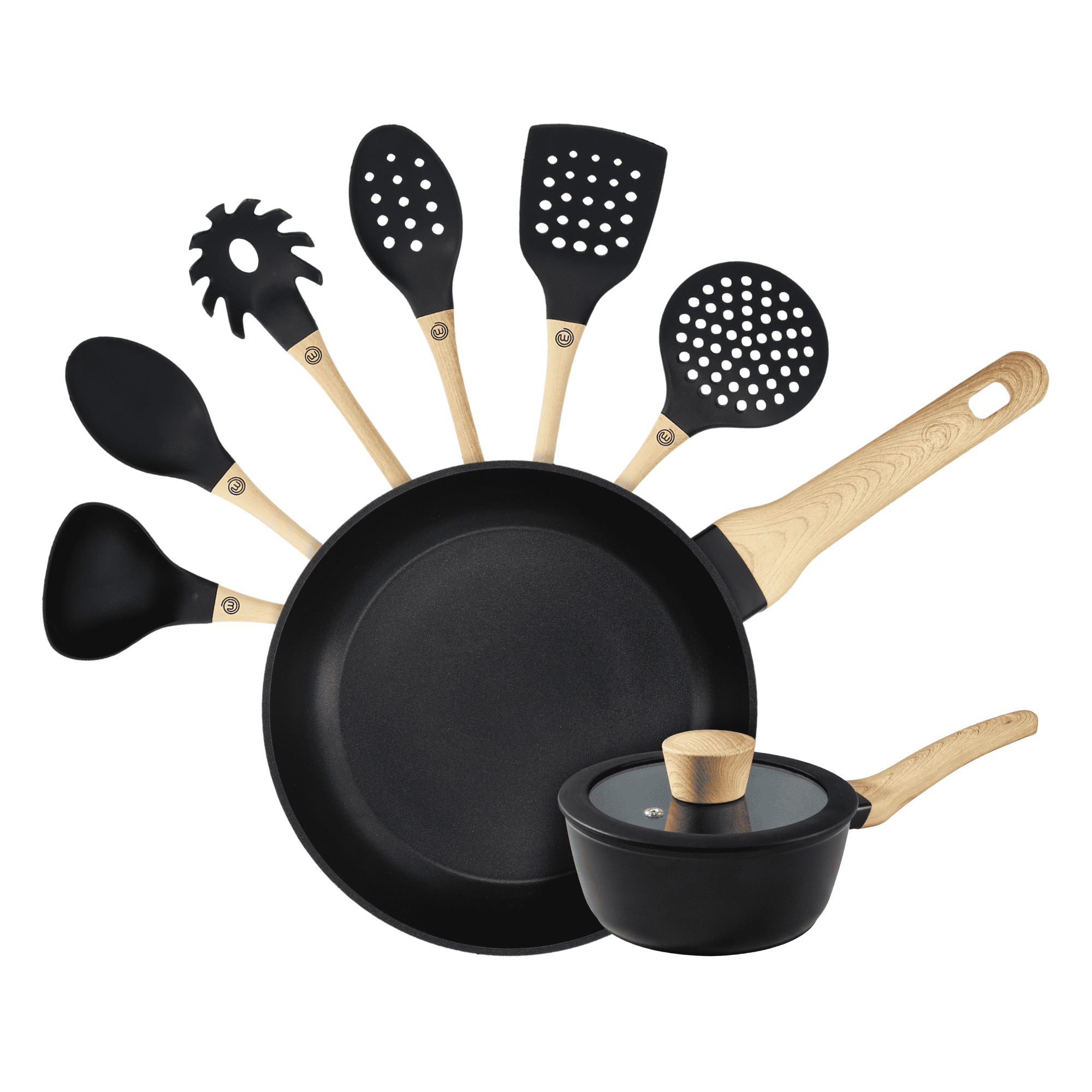 MasterChef Pots and Pans Set, 4 piece Induction Hob Pan Set of Non Stick  Cookware including 2 x Frying Pans (20cm & 24cm) and 2 x Saucepans with  Lids