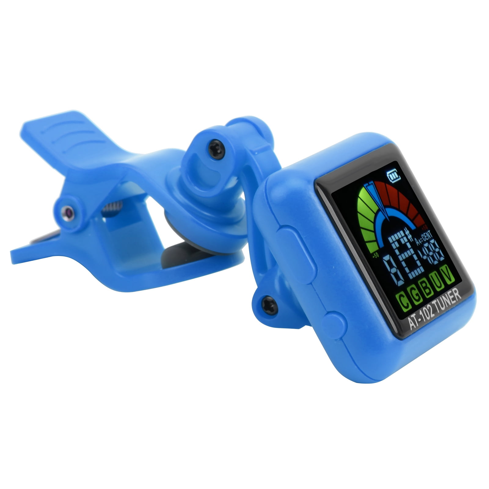 Guitar Clipon Tuner USB Rechargeable Builtin Battery Violin Ukulele AT102(Blue )