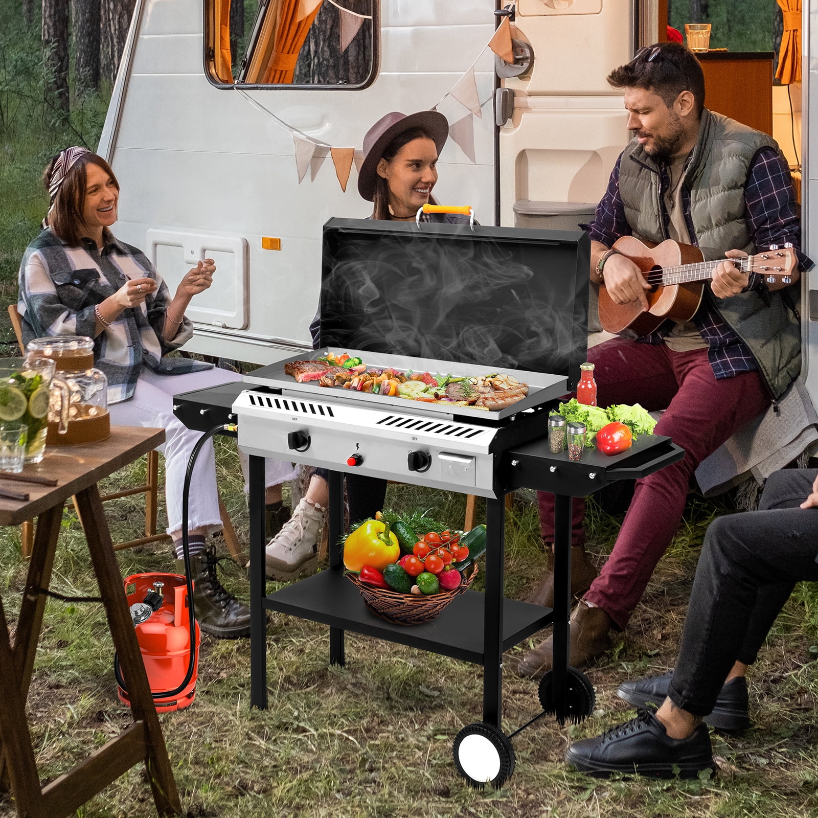 UBesGoo Propane 15,0000BTU 2 Burner Outdoor Versatile Stove w/ Skillet