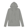 thumbnail image 7 of Women's UPF 50+ Sun Protection Jacket Hooded Women's Sports V-neck Sun Protection Hooded Solid Color Front Decorated Button Long Sleeve Top, 7 of 7