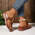 thumbnail image 6 of HomeDM Women's Wedge Flip Flops Sandals Flatform Comfort Plantar Slip On Thong Sandals for Summer Beach Vacation, Brown Size 8.5, 6 of 9