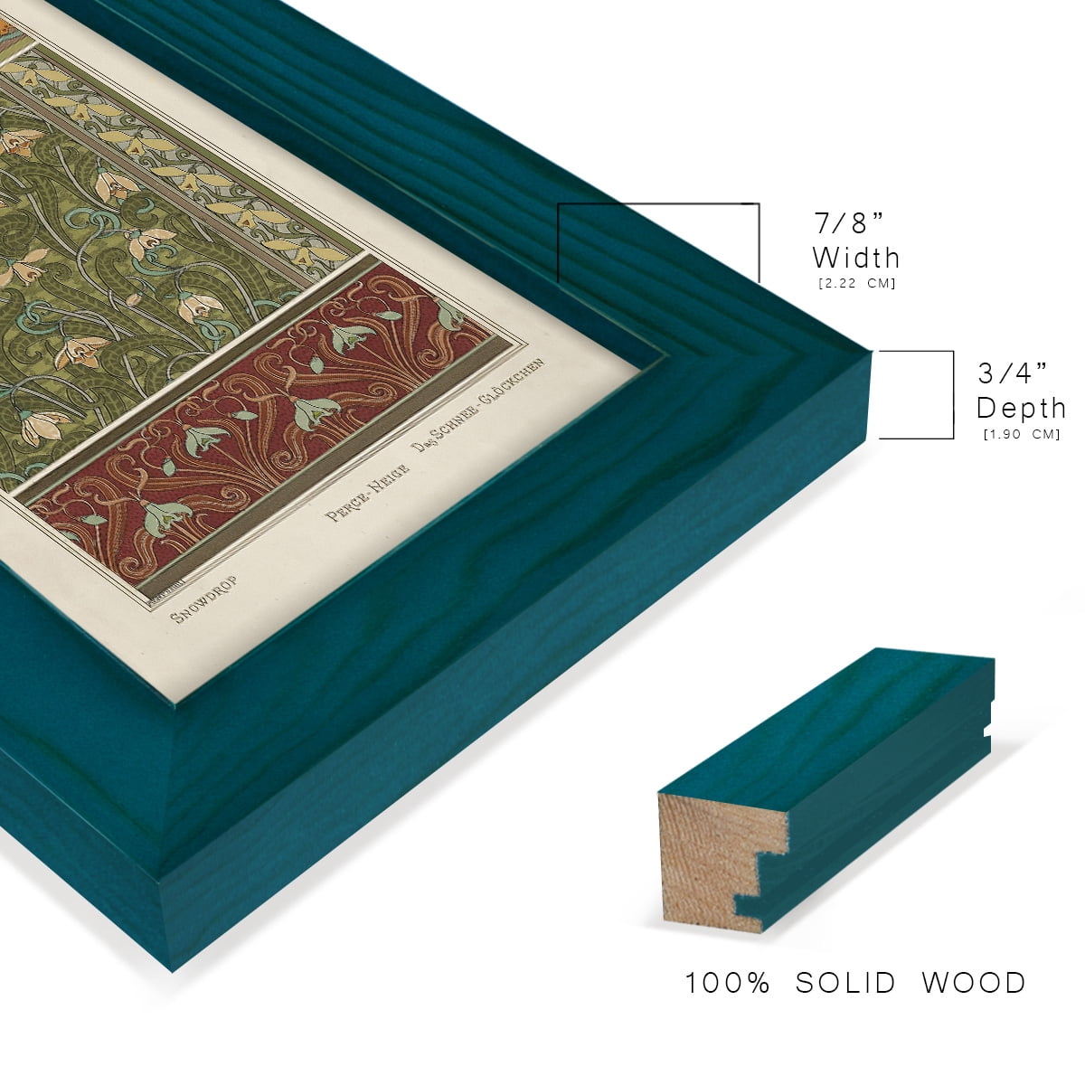 Nouveau Decorative VI - Framed Print w/glass - Ocean Blue