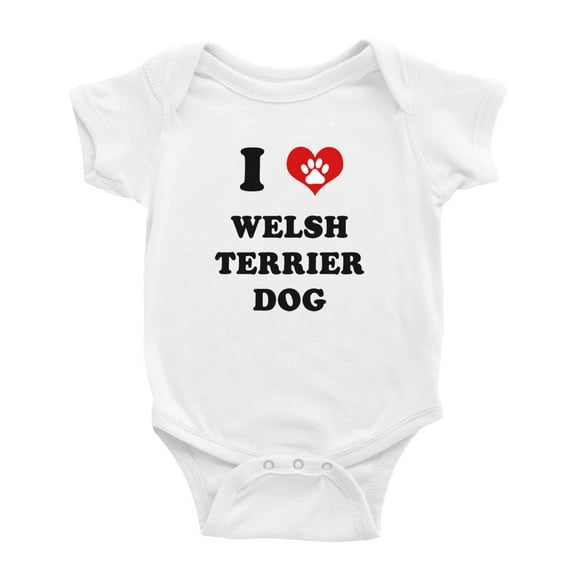 I Heart Welsh Terrier Dog Funny Baby Rompers Bodysuit (White, 3-6 Months)