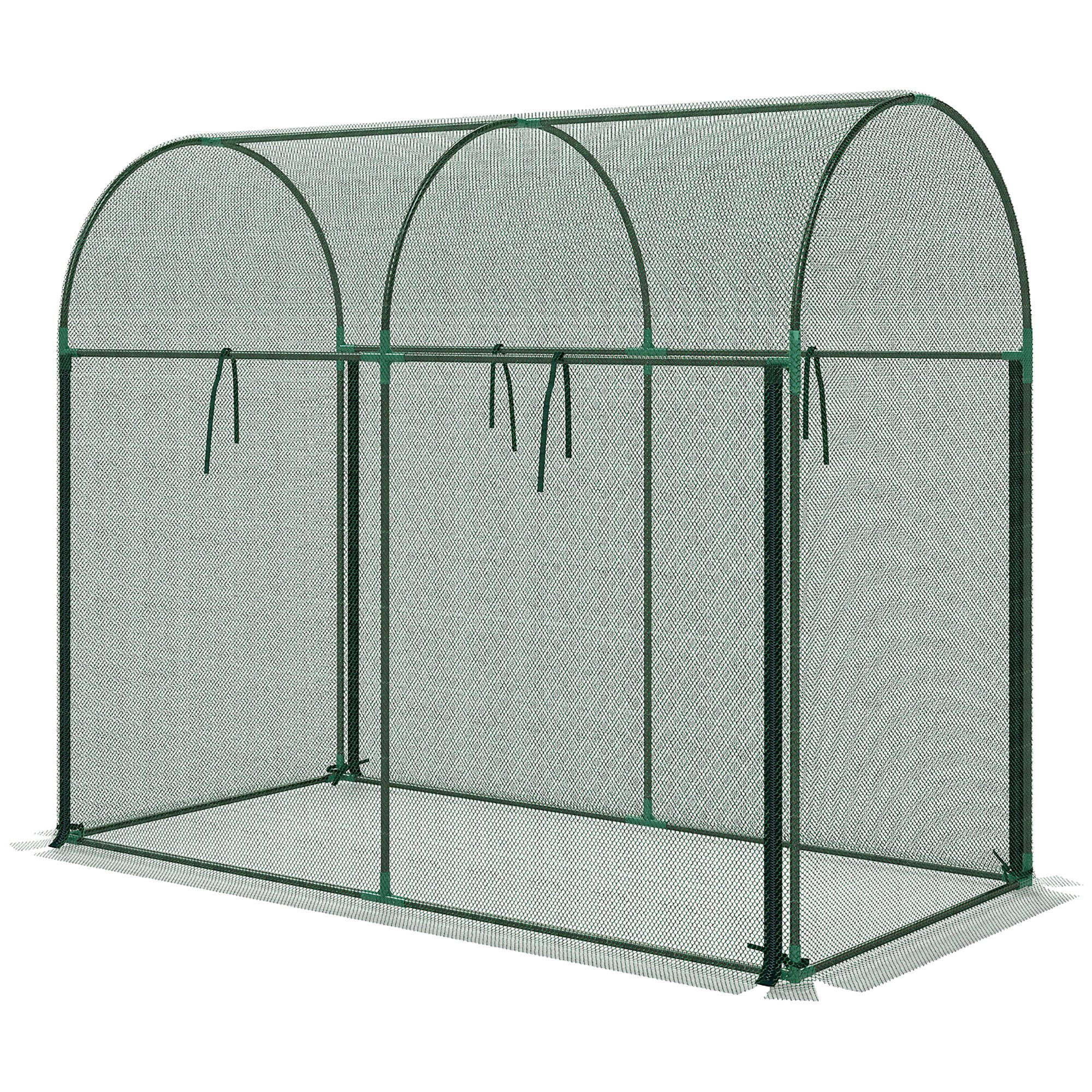 Plant Protector Crop Cage for Tall Vegetables & Climbing Crops, HDPE Mesh Cover, Powder-Coated Steel Frame, Roll-Up Zippered Door with U-Shaped Stakes