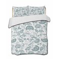 thumbnail image 2 of Quilts Full Size, Boho Teal Green Floral Soft Comforter Bedding Set for Bed, Vintage Farmhouse Paisley Leaf Lightweight Quilted Bedspread with Pillow Cover(2 Pieces) for All Season, 78x90 Inch, 2 of 6