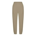 thumbnail image 3 of tzhuwd Ladies Solid Color Ankle-tied Pants Elastic Waist Pants Loose Pocket Sport Drawstring Trouser Casual Long Sweatpant, 3 of 8