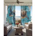 thumbnail image 6 of Blue Green Coastal Blackout Curtains for Bedroom Living Room Darkening Curtains 84 Inch Length 2 Panels Set Sea Turtle Ocean Retro Window Curtain Insulated Window Treatment Grommet Drapes 42"x84", 6 of 9