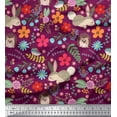 thumbnail image 1 of Soimoi Poly Georgette Fabric Floral,Rabbit & Porcupine Cartoon Print Fabric by The Yard 52 Inch Wide, 1 of 3
